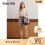 psalter诗篇2023夏圆领(夏圆领)荷叶边肌理，蕾丝绣花雪纺衫衬衫