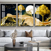 客厅装饰画沙发背景墙三联画现代简约有框画轻奢福鹿游鱼北欧挂画