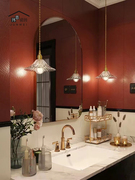 花轻奢简约厕所浴室尾葵法式复古红色洗手间卫生间墙地砖厨房瓷砖