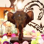 东南亚家居饰品创意，大象雕刻摆件泰国工艺品，大象台灯摆件