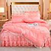 公主风床上用品四件套莫代尔夹棉床裙款蕾丝床罩被套韩式家纺套件