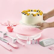 北欧款式系列转盘粉色黄色绿色裱花旋转台家用生日做蛋糕工具套装