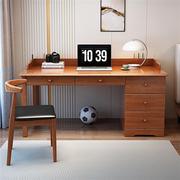 家用家用实木书桌写字桌一体，带儿童学习桌，学生卧室办公电脑桌书柜