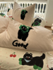 ins卡通少女心小猫刺绣，樱桃纯棉床上四件套，1.5m1.8米全棉床单被套