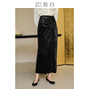 SHIBAI拾白新中式女装原创设计师品牌黑色通勤气质优雅丝绒半身裙