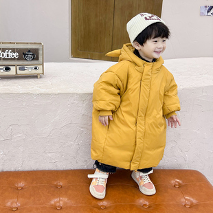 韩国男女童中长羽绒服冬季洋气婴幼儿童宝宝加绒加厚冬装外套