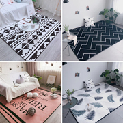 北欧地毯客厅潮牌黑白，简约茶几毯门垫地毯，卧室满铺可爱床边地垫