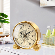 黄铜台式钟表摆件座钟电视柜轻奢大号客厅桌面家用时钟软装饰坐钟