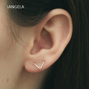 三角形纯银耳钉防过敏双耳洞耳钉耳环网红同款时尚耳环欧美冷淡风