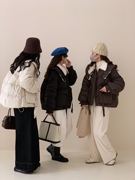 欧货洋气娃娃领羽绒服女短款2023冬设计感宽松加厚白鸭绒外套