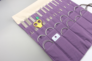 布艺纯棉毛衣针棒针环形针循环针，多孔编织工具收纳包袋子(包袋子)毛线针包