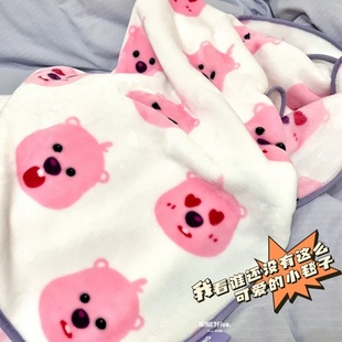 loopy粉色海狸露比毛毯盖毯空调毯汽车，小毛毯珊瑚毯公仔周边抱枕