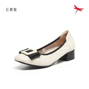 红蜻蜓2023秋季女单皮鞋B42008891粗跟方头B42008892方扣柔软舒适