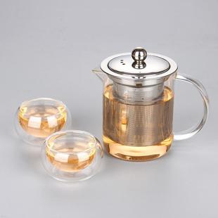 耐热玻璃茶壶350毫升不锈钢，内胆过滤花草，茶壶套装品茗小茶壶茶具