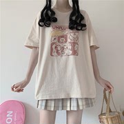 女童短袖T恤夏季12-15岁女孩日系可爱13中大童小熊印花半袖上衣服