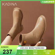 卡迪娜秋冬金属装饰女靴时尚轻便中跟时装靴短靴KA223406