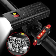5LED T6自行车灯USB内置电池充电车前灯尾灯骑行灯单车配件WG
