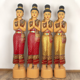 泰国迎宾摆件店铺门童，佛像装饰东南亚风泰式软装傣族人偶仕女雕像