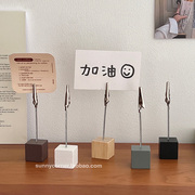 日式复古便签夹摆件桌面，留言便条夹立式拍立得，照片夹木质卡片夹子