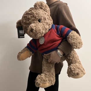 正版抱抱宝贝泰迪熊毛绒玩具复古毛衣，熊可爱(熊可爱)布娃娃熊玩偶(熊玩偶)生日礼物