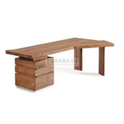 传世北美黑胡桃木书桌实木设计师创意储物抽屉电脑桌写字台办公桌