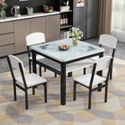 正方形餐桌椅组合小户型钢化玻璃吃饭桌，时尚双层四方桌家用小桌子