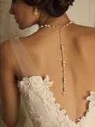欧美珍珠水晶法式长款礼服婚纱新娘项链后背链男女性感身体链