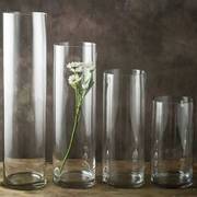 落地直筒水培大号花器 富贵竹玻璃花瓶透明 婚庆路引 口20高80cm