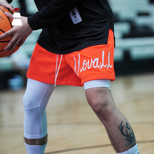 MOVALL美式短裤篮球训练四分球裤运动速干双层网眼不过膝夏季男生