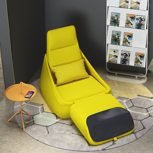 创意多功能单人位休闲椅子，小布艺折叠可躺沙发椅休息区办公室家具