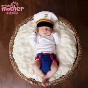欧美宝宝摄影服装婴幼儿毛线，编织海军陆战队造型服饰170