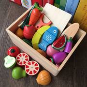 儿童礼物木制磁性水果，蔬菜切切看3456岁小男女孩，过扮家家厨房玩具