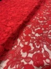 秋冬红色加厚蕾丝布料，重工水溶立体镂空花边，新娘礼服高端面料
