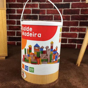 儿童木质积木 100颗粒桶装收纳盒超大小颗粒拼装套装益智玩具
