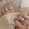 韩版重工组合食指戒指女时尚，个性复古ins冷淡风网，红指环小众