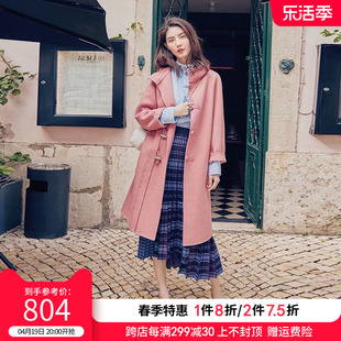 阿尔巴卡双面羊毛大衣女中长款2024春季韩版时尚高端毛呢外套