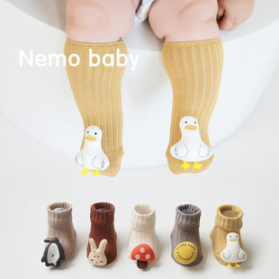 纯棉婴儿袜宝宝地板袜点胶防滑卡通公仔袜春秋薄款空调袜0-1-3岁