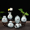 简约客厅创意插花摆件家居，装饰陶瓷干花花瓶，花艺摆设哥窑水培器皿
