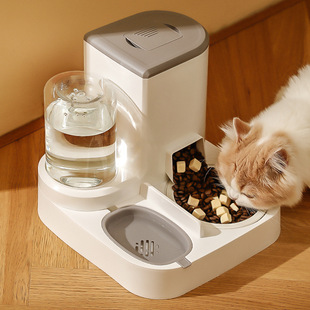 猫粮自动喂食器二合一体狗狗喂水器大容量宠物陶瓷双碗防打翻小型