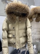 大毛领短款羽绒服女2023年白鸭绒(白鸭绒，)宽松小个子加厚冬季外套