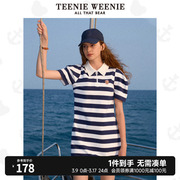 TeenieWeenie小熊时尚Polo连衣裙学院风小众设计A字裙女红色裙子