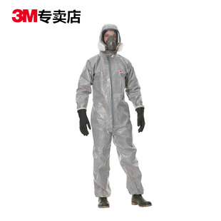 3m4570带帽连体防化服防尘防酸防护服，喷漆农药防化学飞溅隔离服