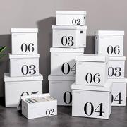 白色纸质收纳箱纸盒桌面收纳盒有盖储物箱衣物整理箱装书礼物箱子