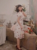茱子与芒限量《洋莓果》80年代复古初恋感白色棉布草莓刺绣连衣裙
