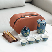 旅行茶具套装茶盘家用功夫茶具户外便携式泡茶壶陶瓷年庆