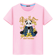 熊猫动物图案大码宽松t恤女卡通印花半袖，潮网红ins上衣潮情侣纯棉