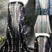 彩色小花条纹刺绣彩色软网纱蕾丝连衣裙童装服装设计师布料面料