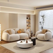 双人沙发北欧小户型客厅卧室，现代简约豆腐块网红果冻科技布艺沙发