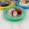 创意寿司盘日式寿司盘子商用6寸平盘回转寿司碟圆形不锈钢菜盘