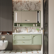 法式橡木烤漆实木浴室柜，卫生间陶瓷一体，洗手池洗漱台洗脸盆柜组合